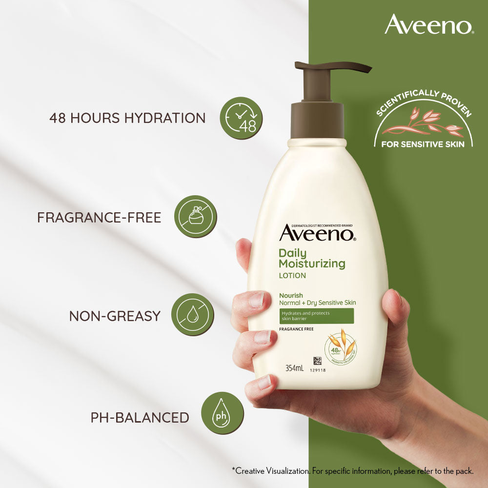 Aveeno Daily Moisturizing Lotion| Nourishes Normal to Dry Sensitive Skin with Oats  (71 ml) Aveeno