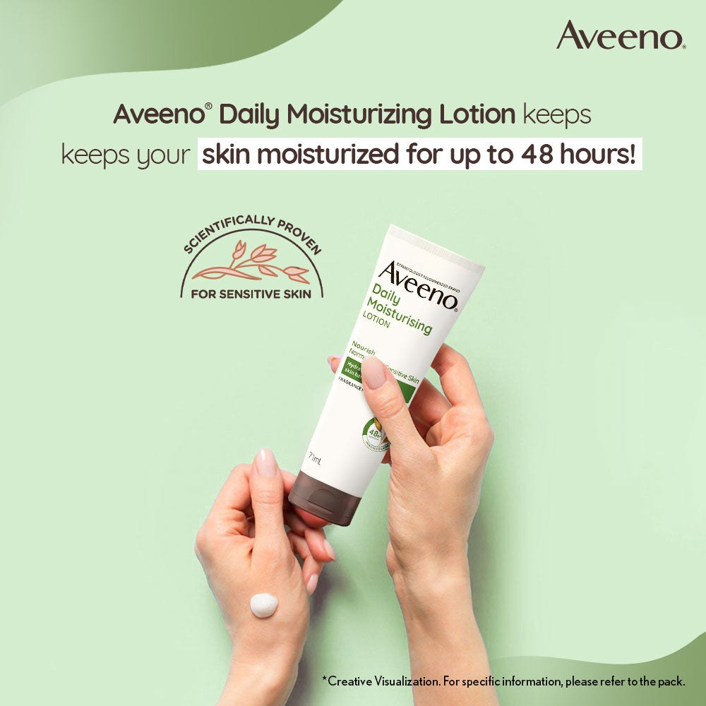 Aveeno Daily Moisturizing Lotion| Nourishes Normal to Dry Sensitive Skin with Oats  (71 ml) Aveeno