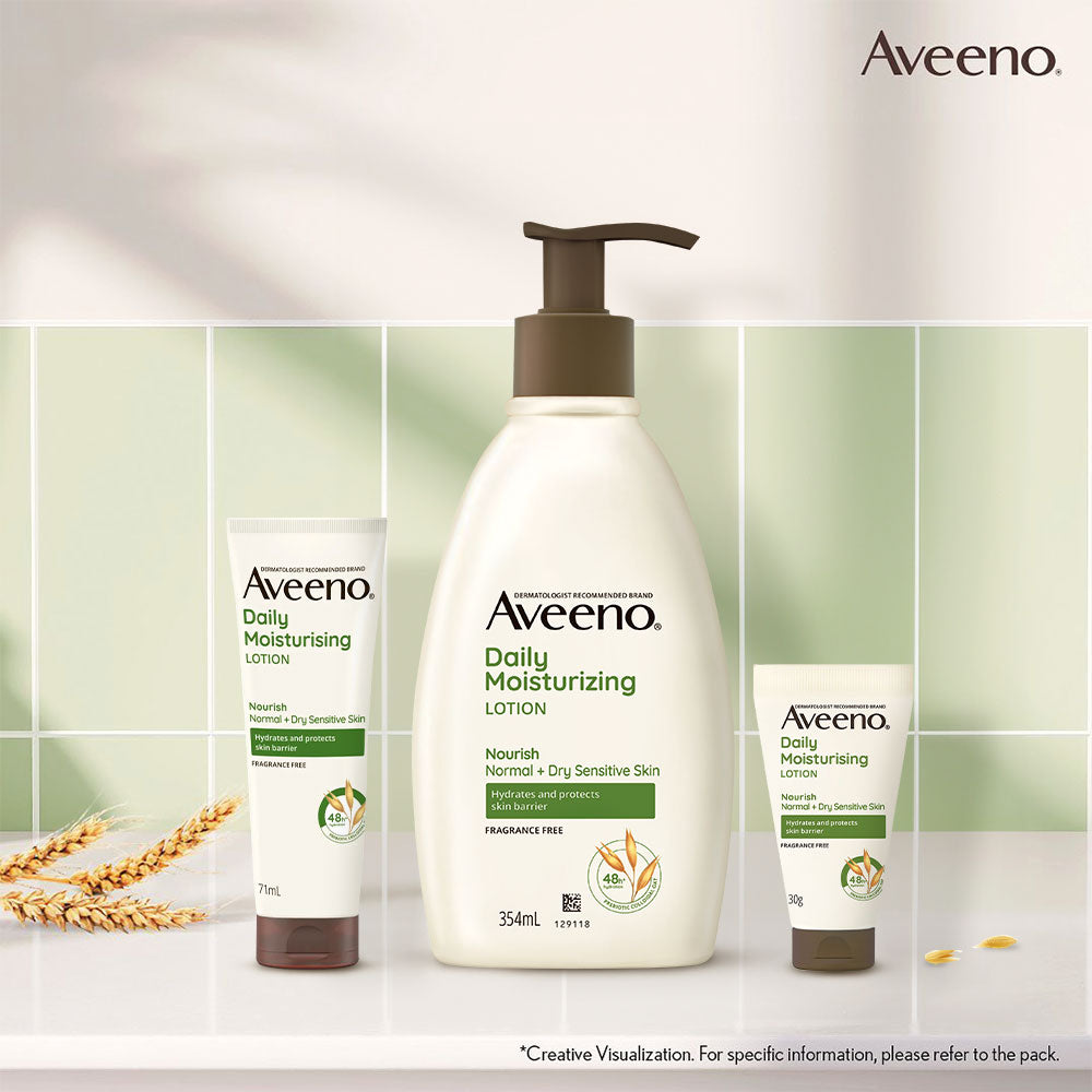 Aveeno Daily Moisturizing Lotion| Nourishes Normal to Dry Sensitive Skin with Oats  (71 ml) Aveeno