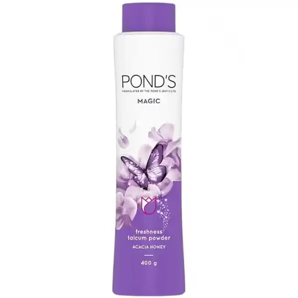 PONDS Magic Floral Perfumed Powder With Glow-boosting Vitamin B3 For Women Crafted With Superfine Minerals For Smooth Texture Refreshing Long-Lasting Fragrance of Lavendars 400g – Long Lasting Floral Freshness & Soft Skin Talcum Powder PONDS