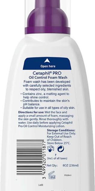 Cetaphil Pro Oil Control Foam Face Wash 236Ml Cetaphil