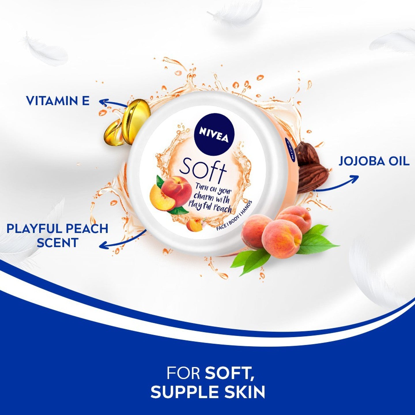 NIVEA SOFT LIGHT MOISTURIZER CREAM  PLAYFUL PEACH 50ML NIVEA