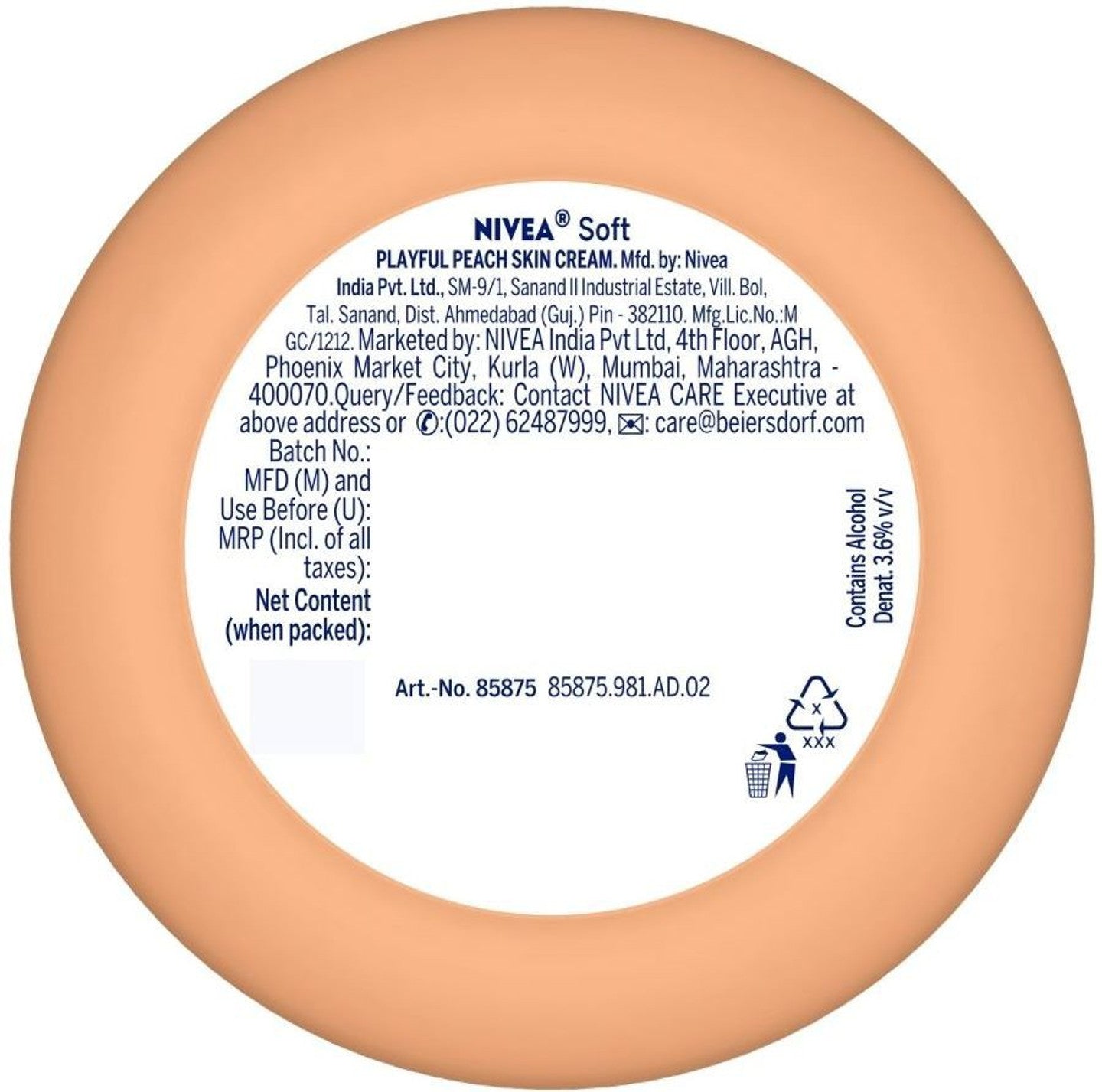 NIVEA SOFT LIGHT MOISTURIZER CREAM  PLAYFUL PEACH 50ML NIVEA