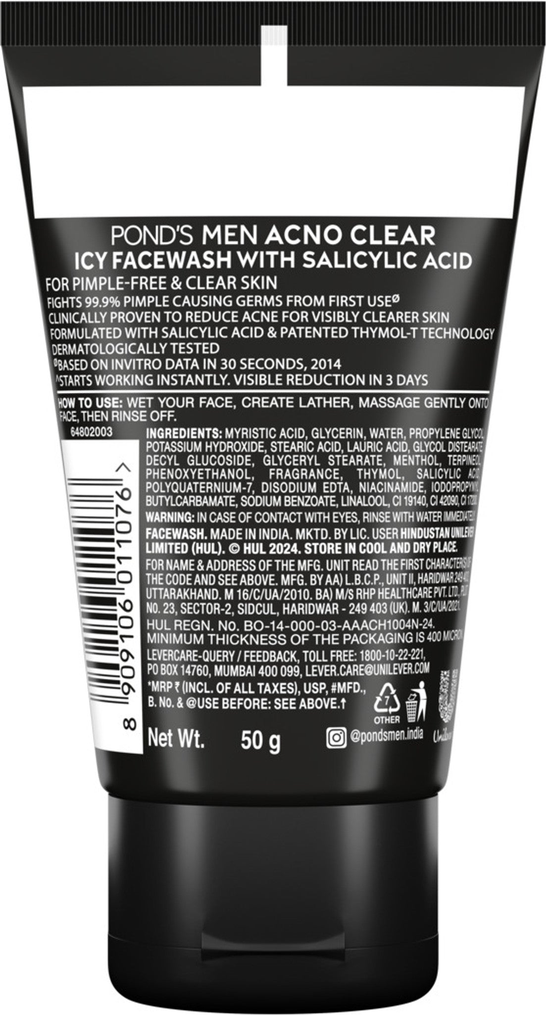 POND's Acno Clear Oil Control Face Wash for Acne Care, Deep Cleansing & Excess Oil Removal | Fresh Clear Skin Face Cleanser POND's
