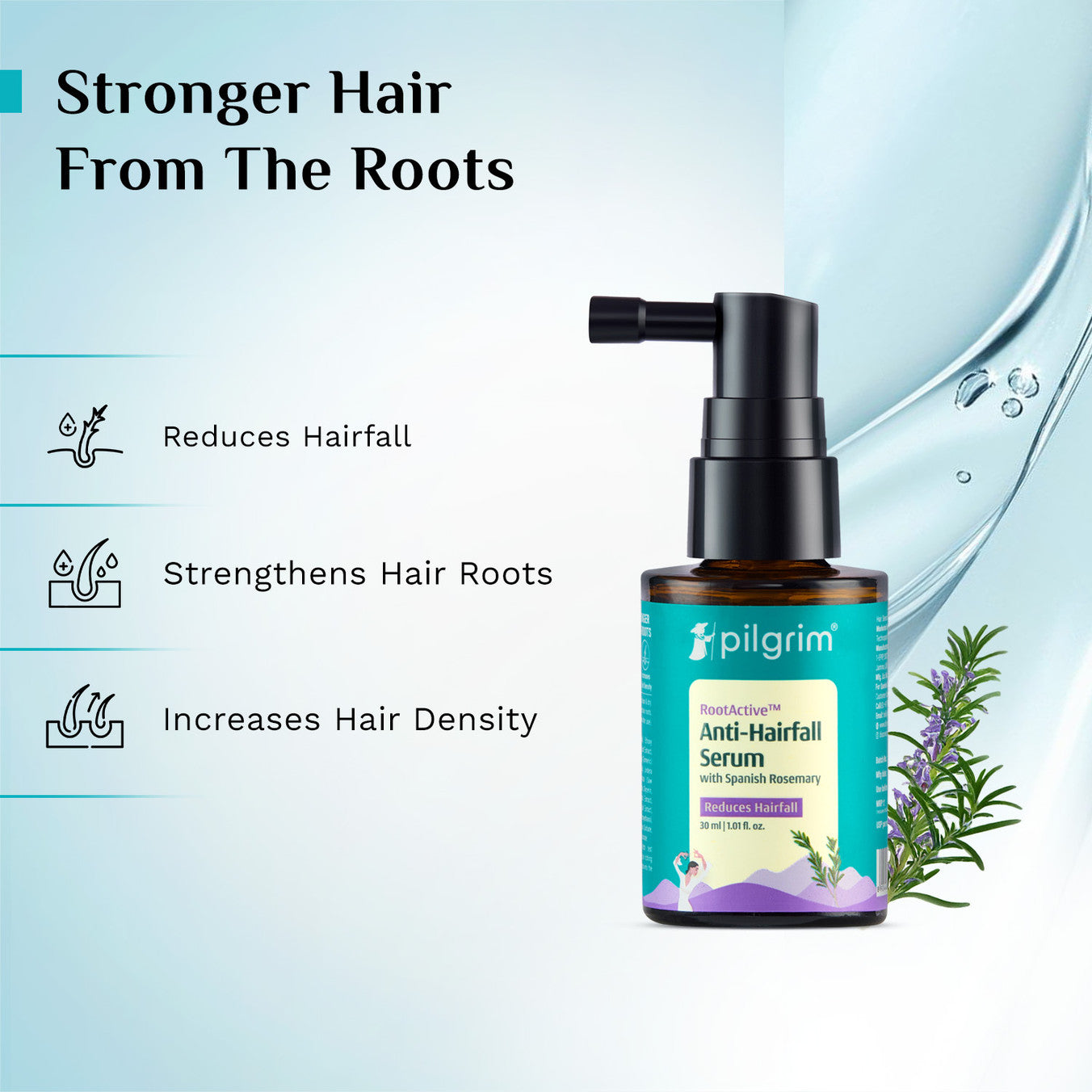 Pilgrim RootActive Anti-Hairfall Serum With Spanish Rosemary - 30 ml Pilgrim