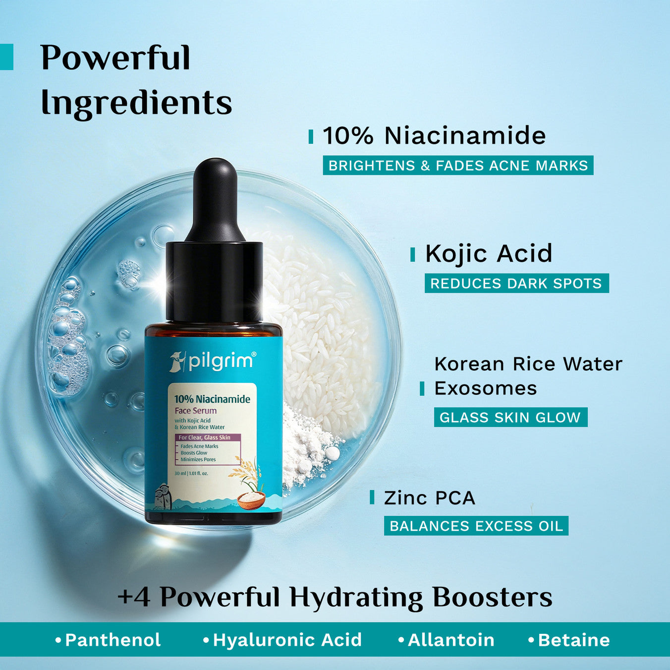 Pilgrim 10% Niacinamide Face Serum With Kojic Acid & Korean Rice Water 30ml Pilgrim