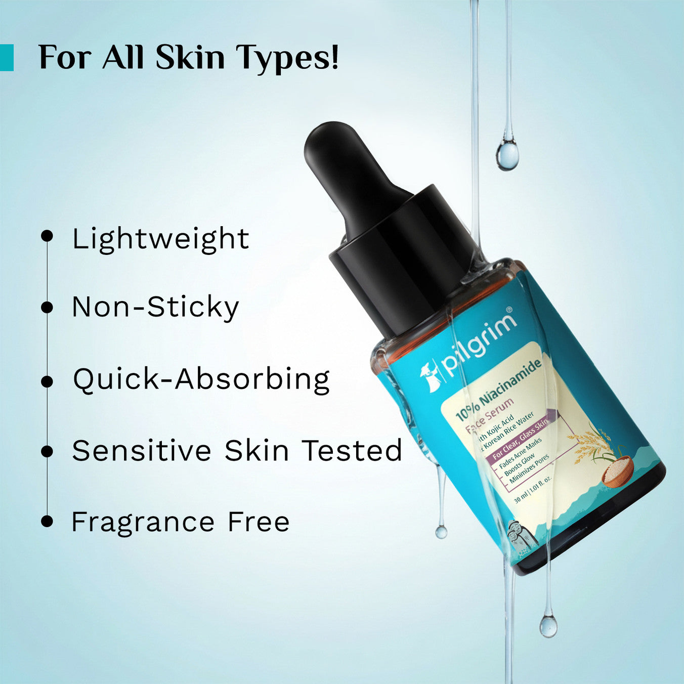 Pilgrim 10% Niacinamide Face Serum With Kojic Acid & Korean Rice Water 30ml Pilgrim