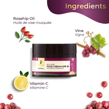 Pilgrim Red Vine Face Cream SPF 30 With Vitamin C & Roseship Oil 50g Pilgrim