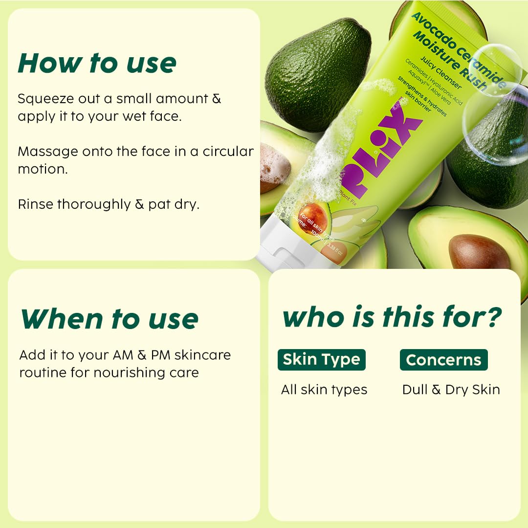 PLIX Avocado Ceramide Moisture Rush Juicy Cleanser -100ml plix