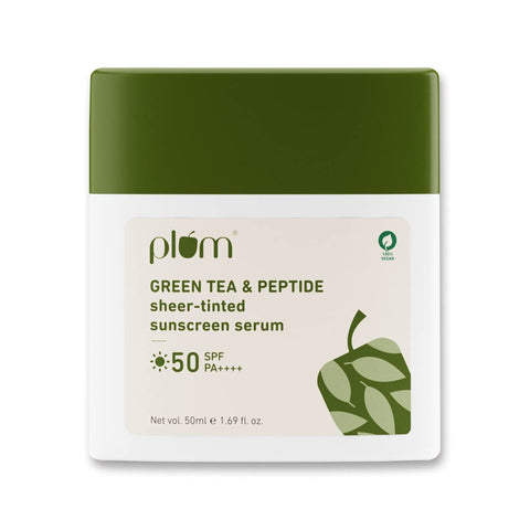 PLUM  Green Tea & Peptide Sheer-tinted Sunscreen Serum with SPF 50 & PA++++ -50ml PLUM