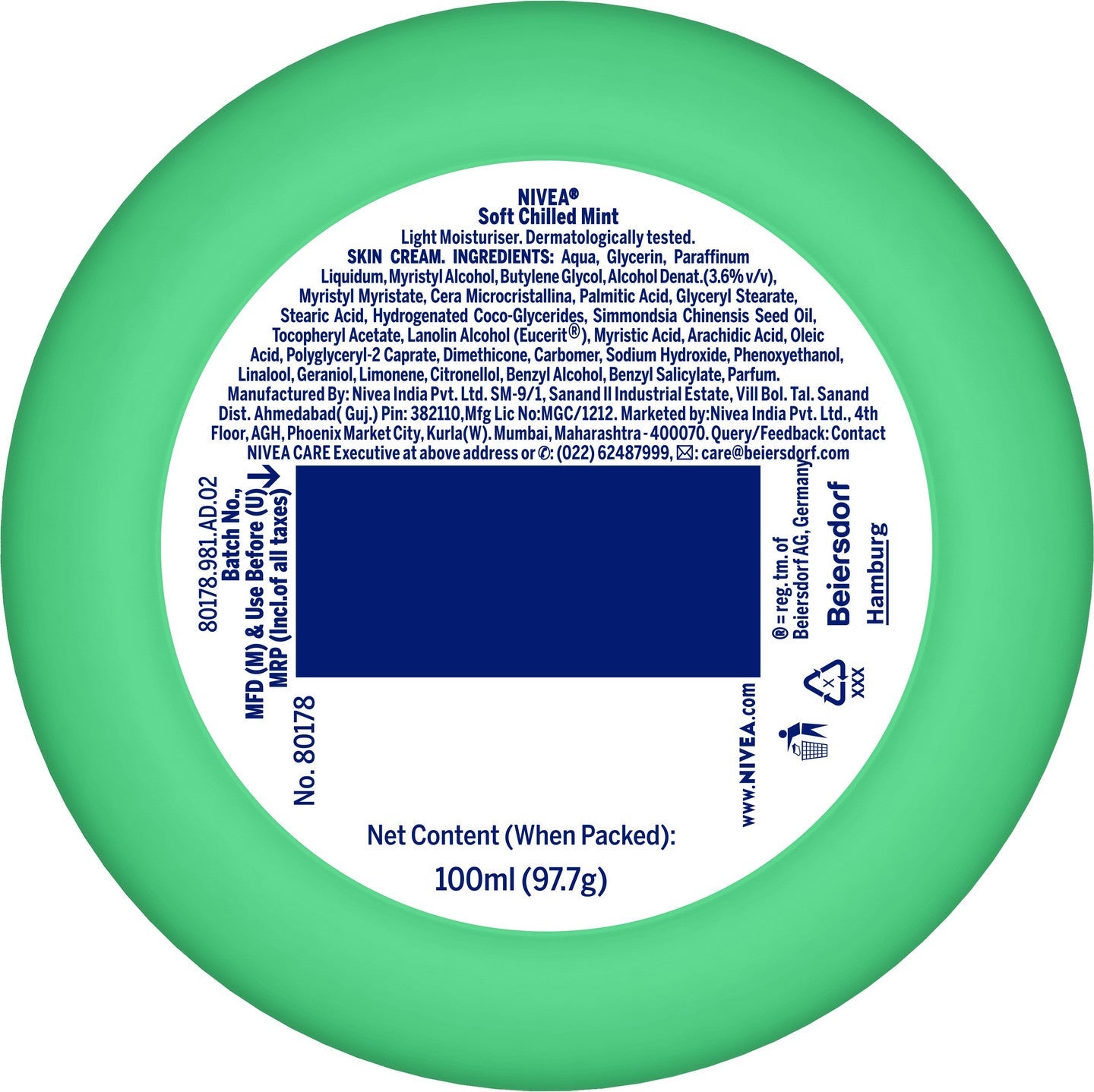 NIVEA SOFT LIGHT MOISTURIZER CHILLED MINT 100ML NIVEA