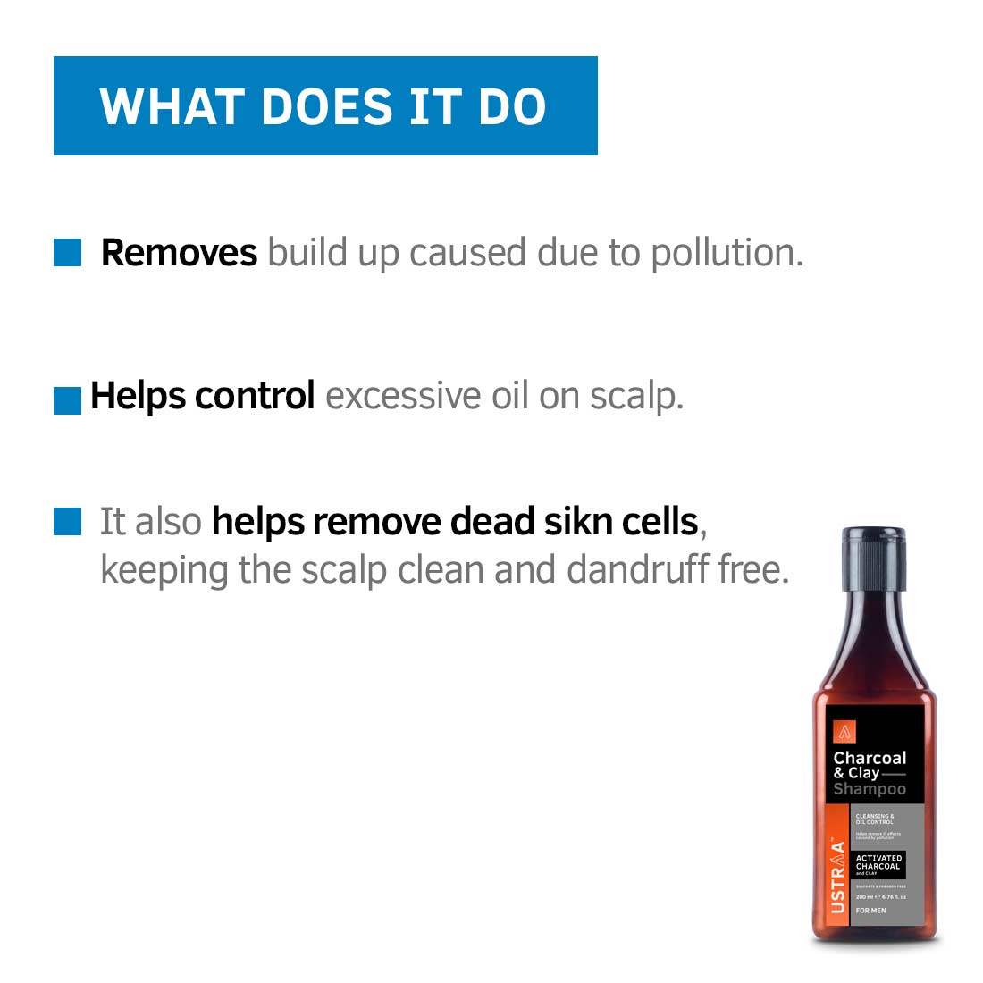 Ustraa Shampoo Charcoal & Clay 200Ml Ustraa