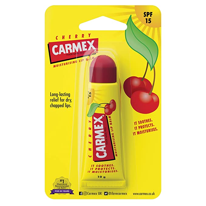 Carmex Moisturising Cherry Lip Balm with SPF 15, 10gm (Squeezy Tube) Beauty Bumble