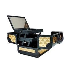 ABS Beauty Gold & Black Professional Makeup Vanity Case Abs Beauty