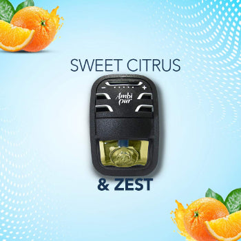 Ambi Pur Car Air Freshener Starter Kit, Sweet Citrus and Zest, 7.5 ml Ambi Pur