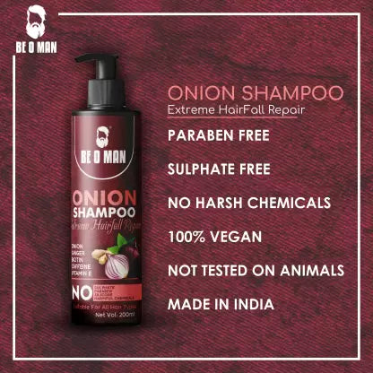 BE O MAN Onion Shampoo  Extreme Hairfall Repair Vitamin E  200 ml Be O Man