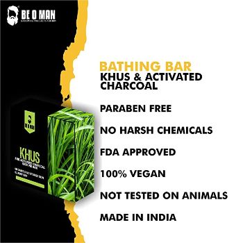 BE O MAN Khus And Activate Charcoal Bathing Bar 125 gm Be O Man