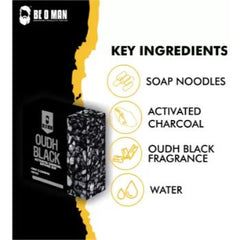 BE O MAN Oudh Black Activated Charcoal Bathing Bar 125 gm Be O Man