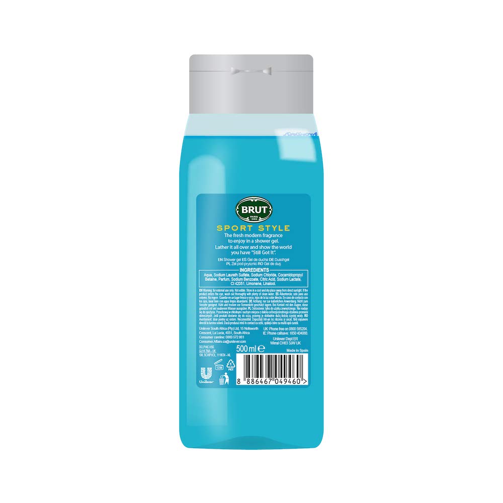 Brut Sport Style All - In- one Hair & Body Shower Gel 500ml Brut