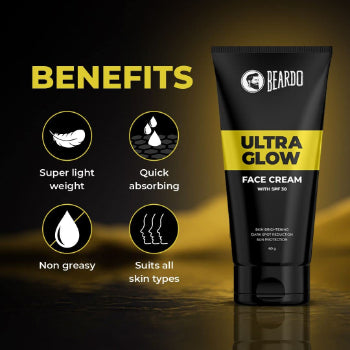 Beardo Ultraglow All in One Face Cream For Men with SPF 30 | Skin Brightening Face Cream | Dark Spot Reduction | Sun Protection | 60 g Beardo