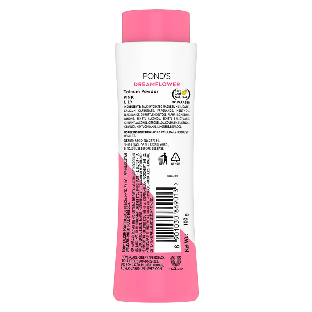 POND'S Dreamflower Fragrant Talcum Powder Pink Lily 100 G Ponds