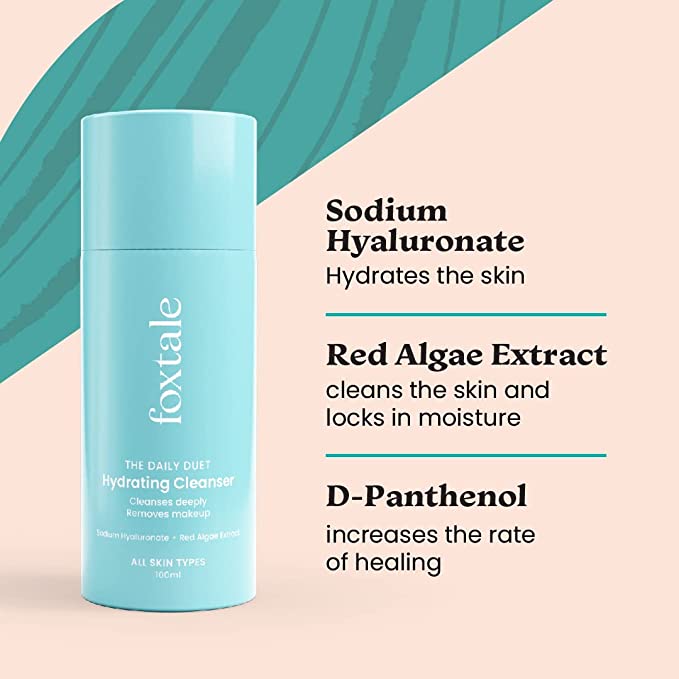FOXTALE Hydrating Cleanser Face Wash Read Algae Extract+Sodium 100 ML Foxtale