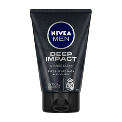 NIVEA Men Face Wash, Deep Impact Intense Clean, for Beard & Face, with Black Carbon, 100 g NIVEA