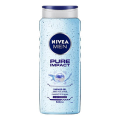 NIVEA Men Body Wash, Pure Impact with Purifying Micro Particles, Shower Gel for Body, Face & Hair, 500 ml NIVEA