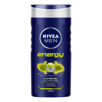 NIVEA Men Body Wash, Energy with Mint Extracts, Shower Gel for Body, Face & Hair, 250 ml NIVEA
