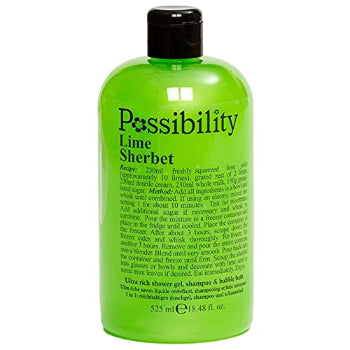 Possibility Lime Sherbet Body Wash Ultra Rich Shower Gel, Shampoo & Bubble Bath 525ml Possibility