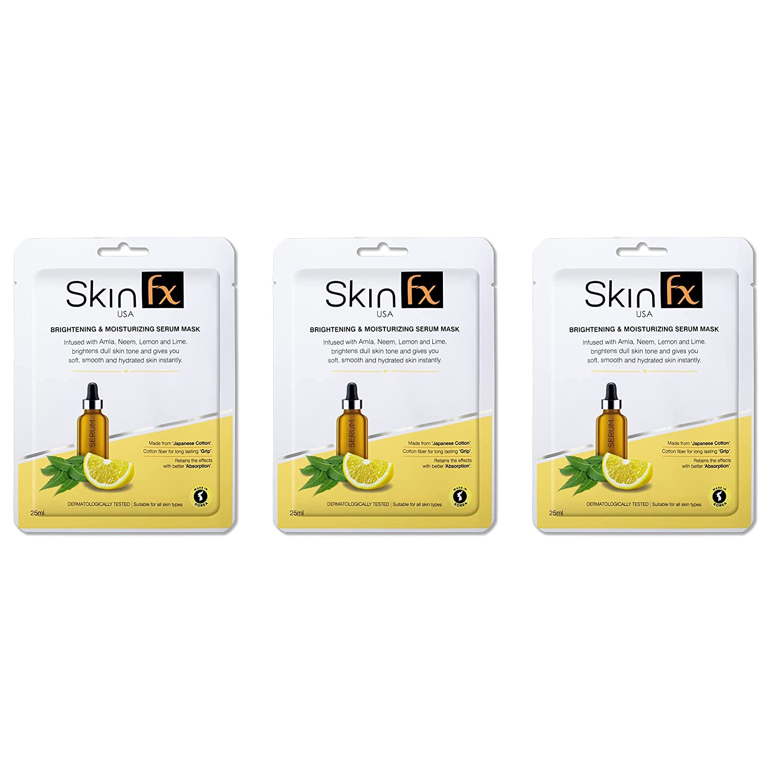 Skin Fx Brightening & Moisturizing Serum Mask Pack of 3 Skin Fx
