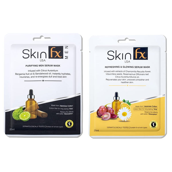 Skin Fx Refreshing & Purifying Men Facial Serum Mask Combo - Pack of 2 Skin Fx