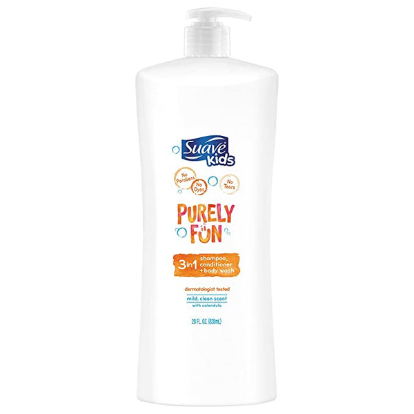 Suave Kids Purely Fun 3 in 1 Shampoo Conditioner +Body Wash Dermatologist Tested  828 ml SUAVE KIDS
