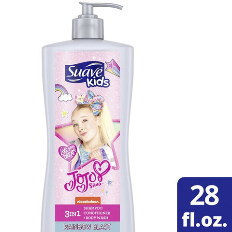SUAVE Kids Live your Dream Jojo Siwa Rainbow Blast  3 1in 1 Shampoo Coniditioner+ Body Wash 828 ml SUAVE KIDS