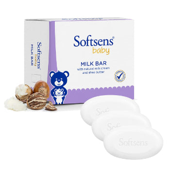 Softsens Baby Soap - Milk Bar Soap with Natural Milk Cream & Shea Butter, 100gx3 SOFTSENS
