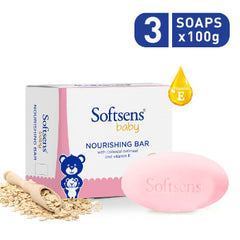 Softsens Baby Soap - Baby Nourishing Bar Soap with Colloidal Oatmeal, Shea Butter & Vitamin E, 100gx3 SOFTSENS