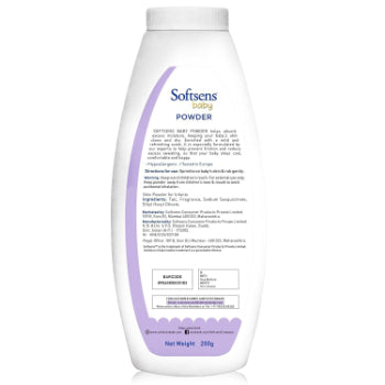Softsens Baby Powder - with Olive, Clove Leaf & Patchouli Oil 200Gm SOFTSENS