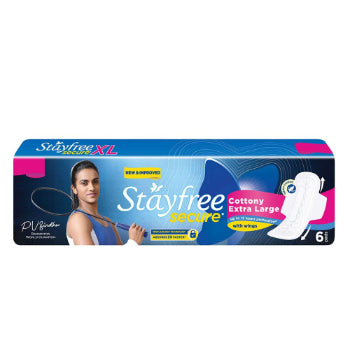Stayfree Secure Dry Cover with Wings - XL (6 pads) Pack of 2 Stayfree