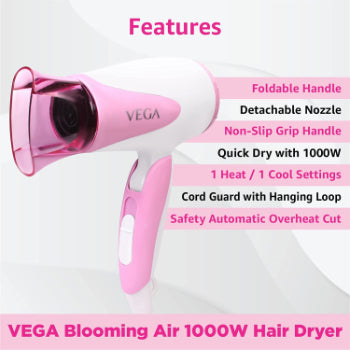 VEGA Blooming Air 1000 Foldable Hair Dryer  VEGA