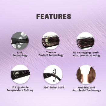 VEGA Black Shine Hair Straightening Brush VHSB - 04 VEGA