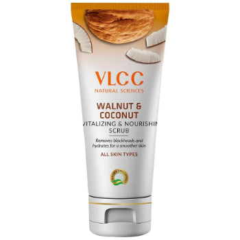 VLCC Walnut & Coconut Revitalizing & Nourishing Scrub - Exfoliates & Removes Blackheads, 90 g VLCC