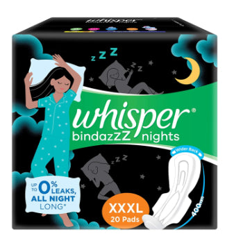 Whisper Bindazzz Nights XXXl 20s Sanitary Pads (20Pcs) Whisper