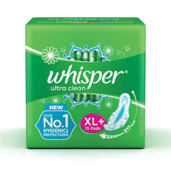 Whisper Ultra Clean Xl+ 15s Sanitary Pads (15 Pads) Whisper