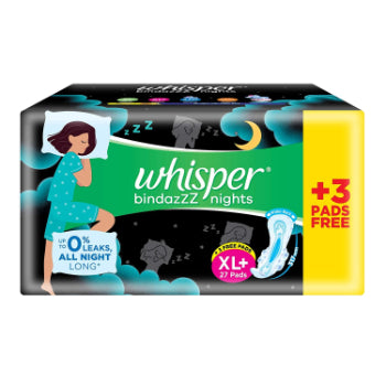 Whisper bindazzz Nights Pads For Women, XXX-Large Pack of 20 pads, FS