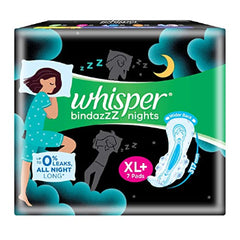 Whisper Ultra Night Sanitary Pads for Women, XL+, 7 Napkins Whisper