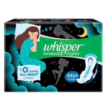 Buy Whisper Whisper Bindazzz Nights Xxxl Sanitary Pad Pack 10 pieces Online  At Rs. 330
