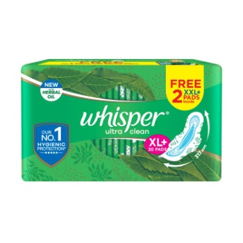 Whisper Ultra Clean Sanitary Pads For Women XL+ 30 Whisper