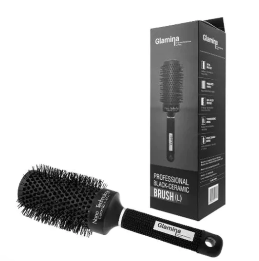 Glamina Round Brush-L Black Ceramic Glamina