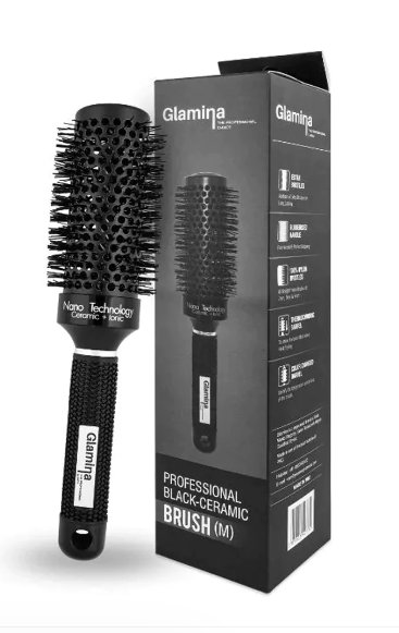 Glamina Round Brush-M Black-Ceramic Glamina