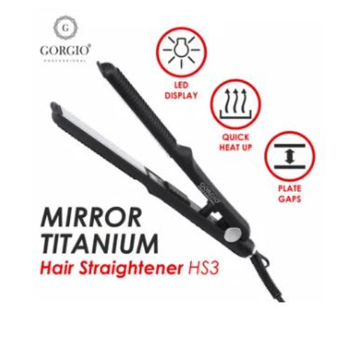 Gorgio Professional HS3 Mirror Titanium Hair Straightener (Black) Gorgio Professional